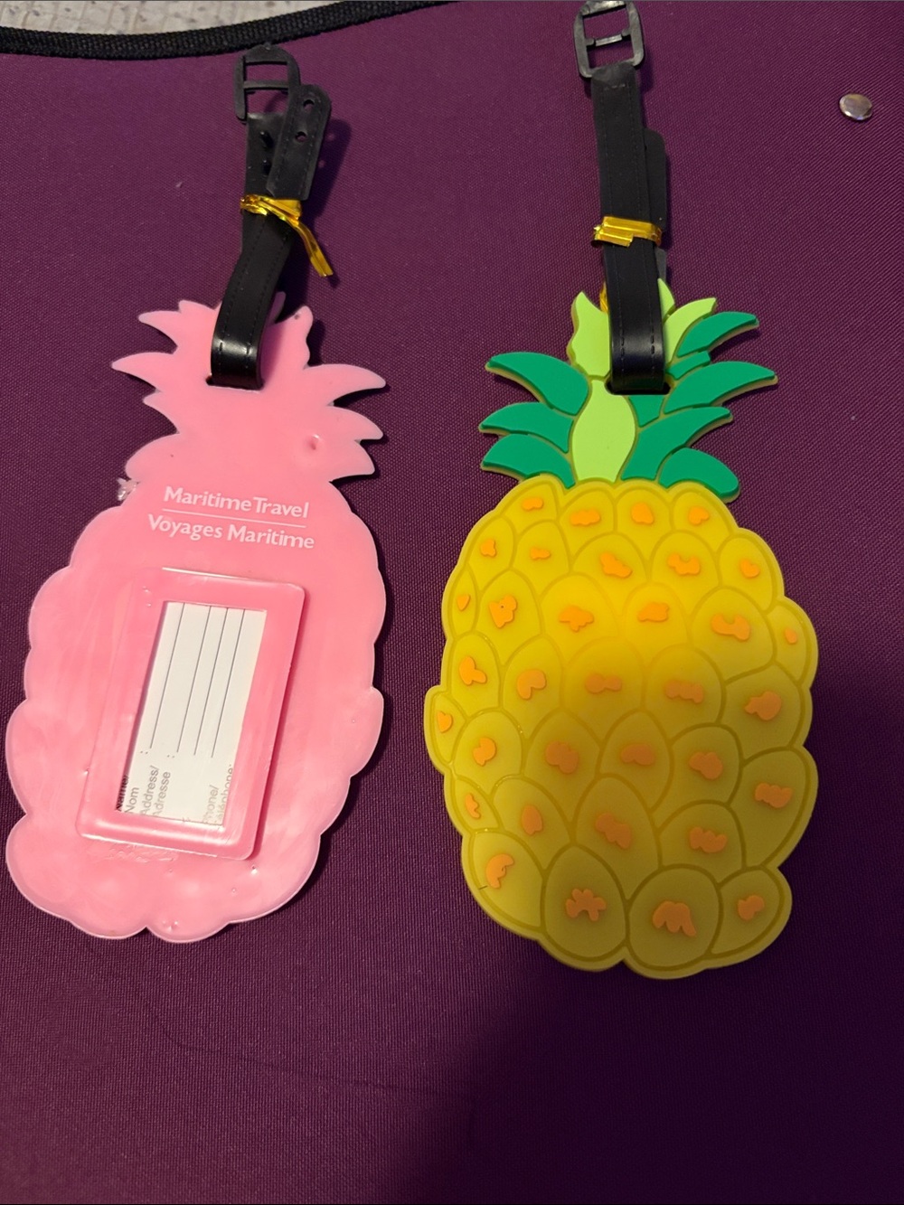 Maritime Travel Pineapple Luggage Tag - Yellow & Pink